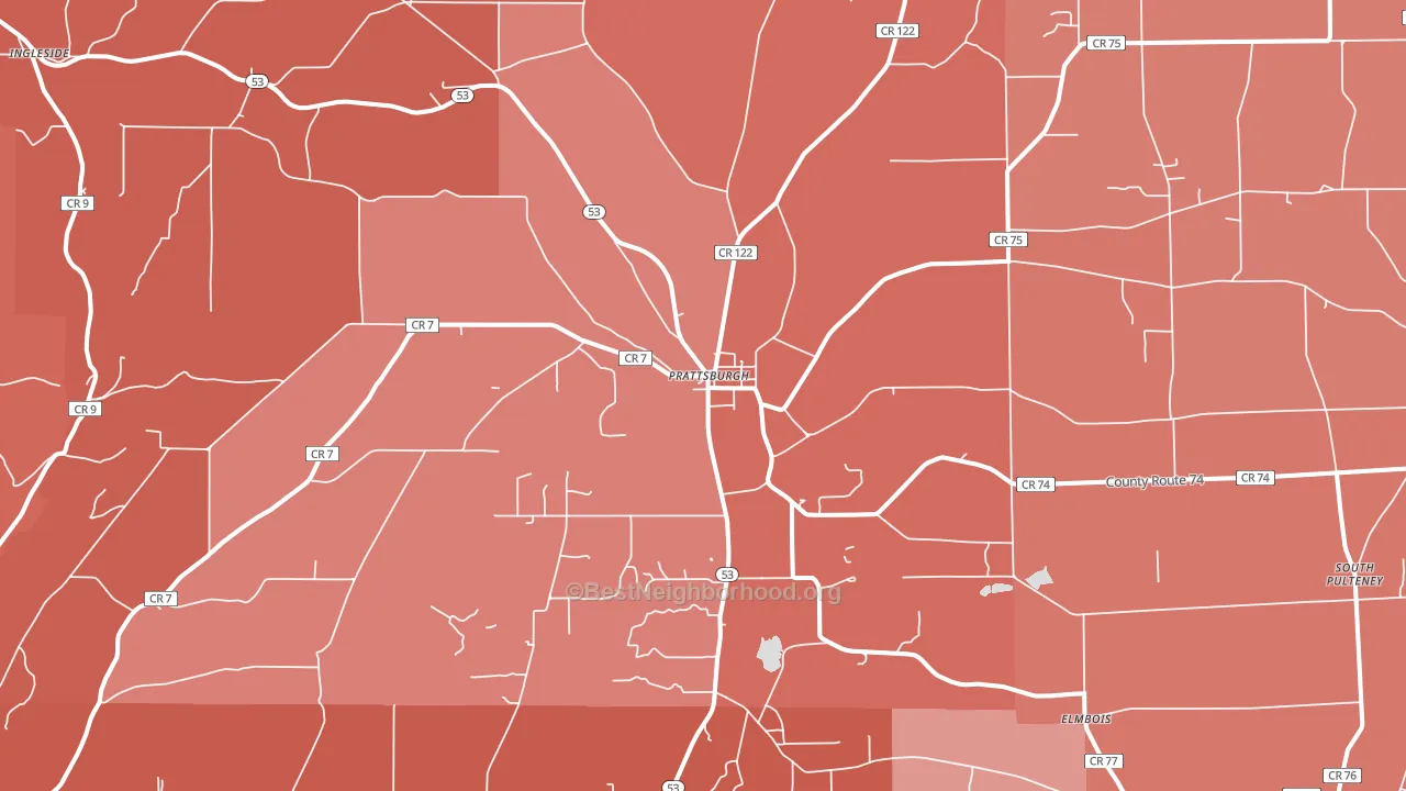 Prattsburgh, NY block-group political-lean map