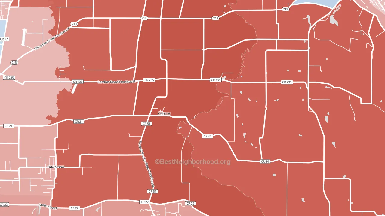 Pratum, OR block-group political-lean map