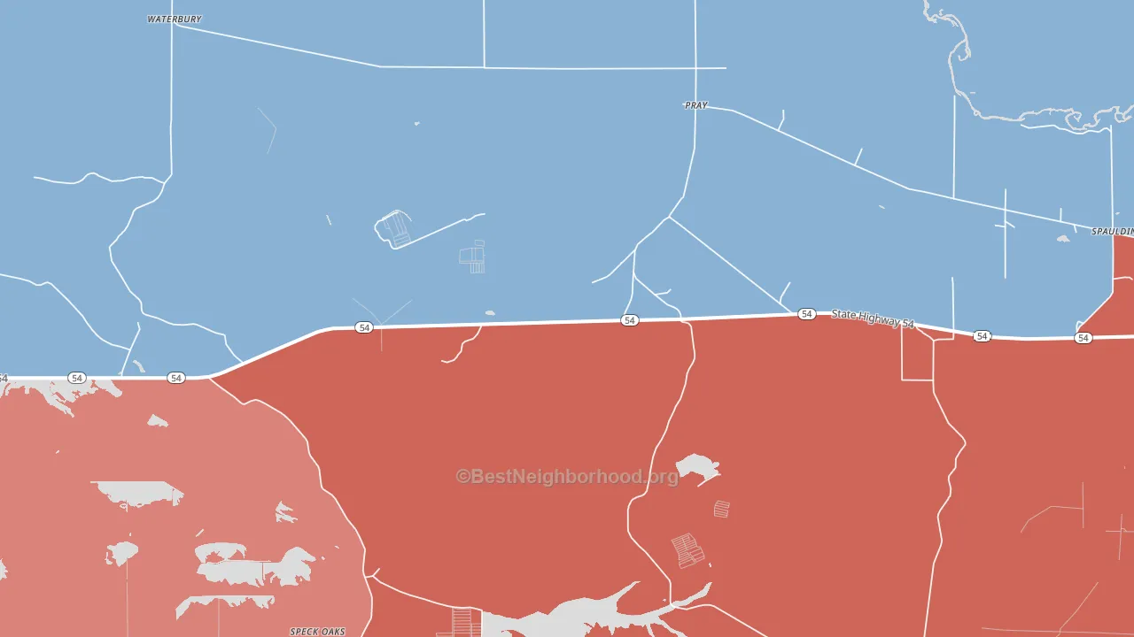 Pray, WI block-group political-lean map