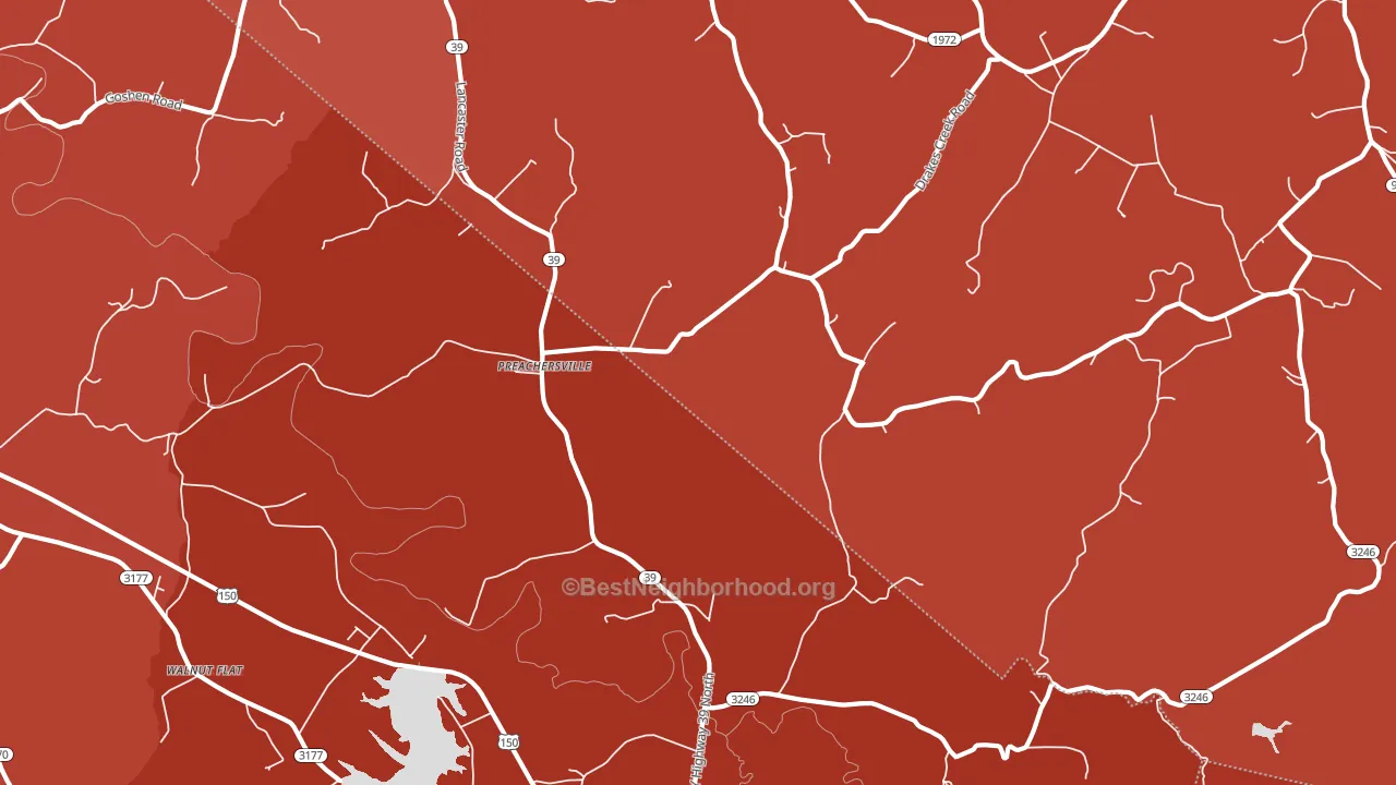 Preachersville, KY block-group political-lean map