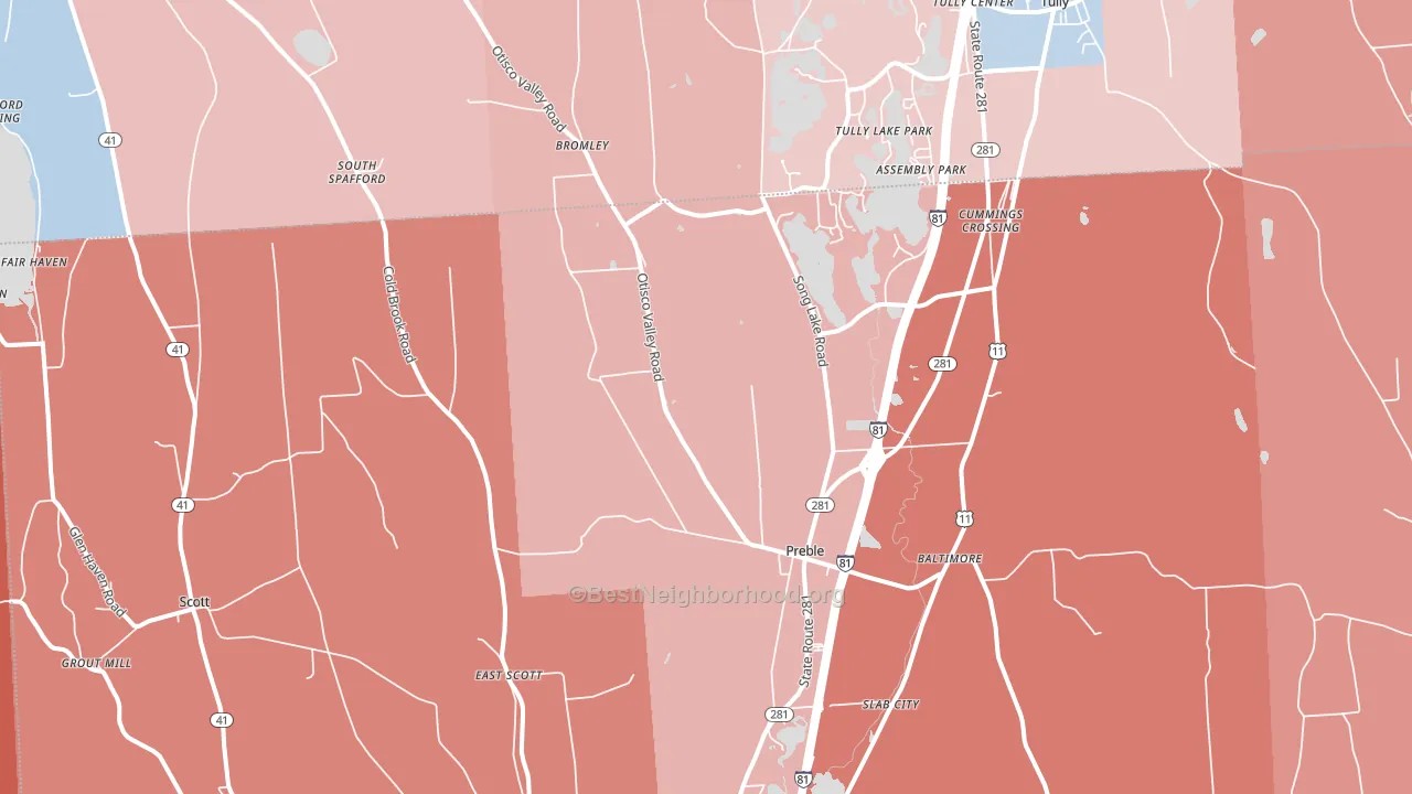 Preble, NY block-group political-lean map