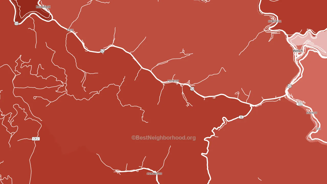 Premier, WV block-group political-lean map