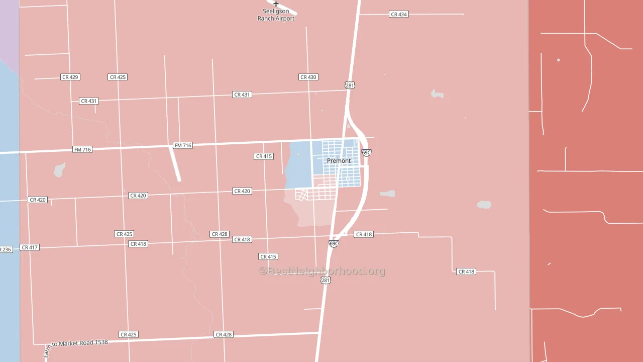 Premont, TX block-group political-lean map
