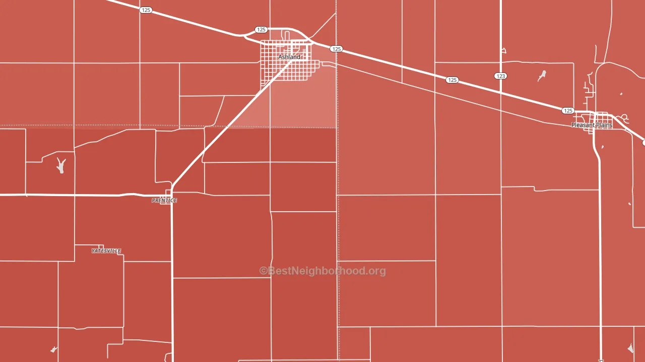Prentice, IL block-group political-lean map