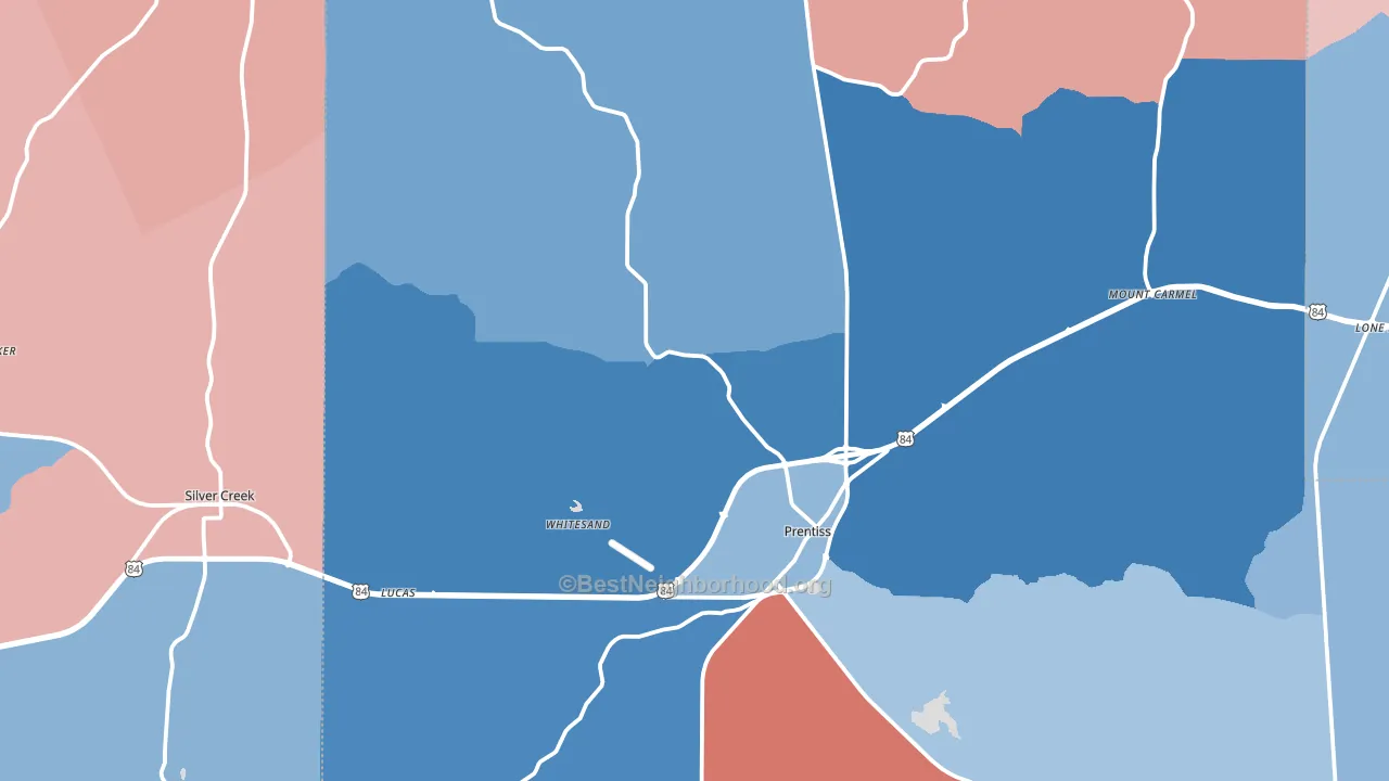 Prentiss, MS block-group political-lean map