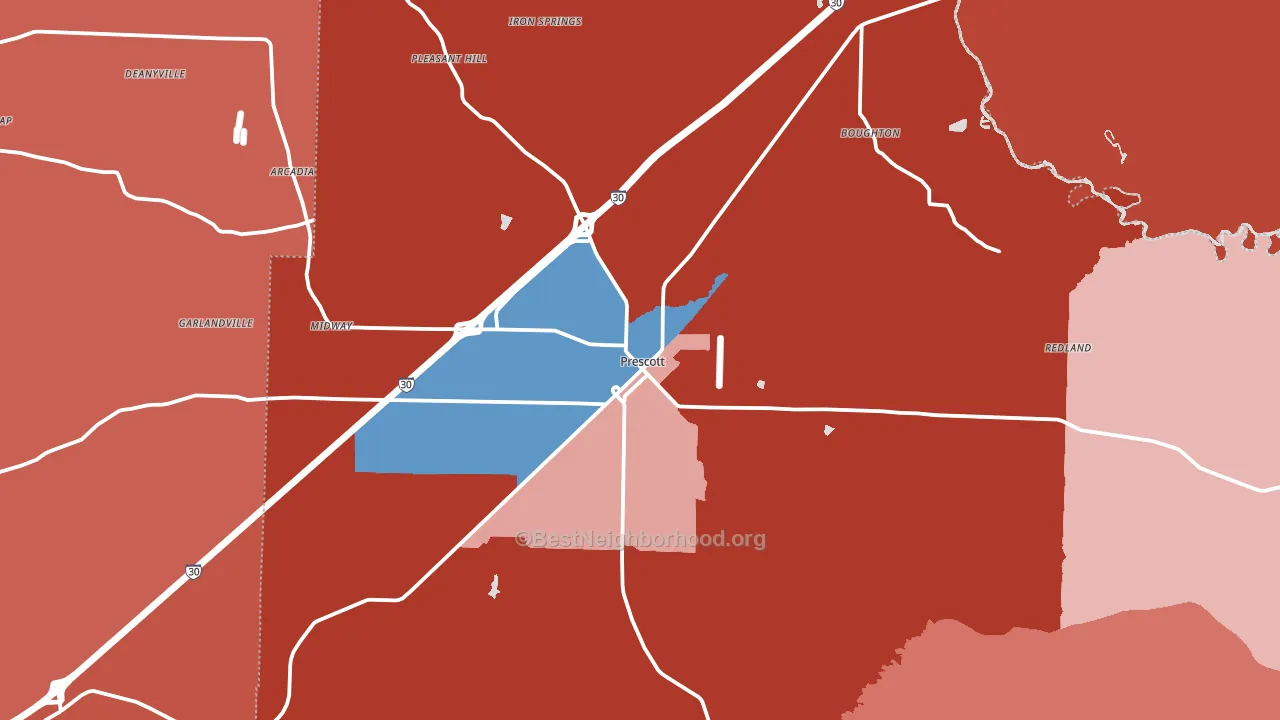Prescott, AR block-group political-lean map