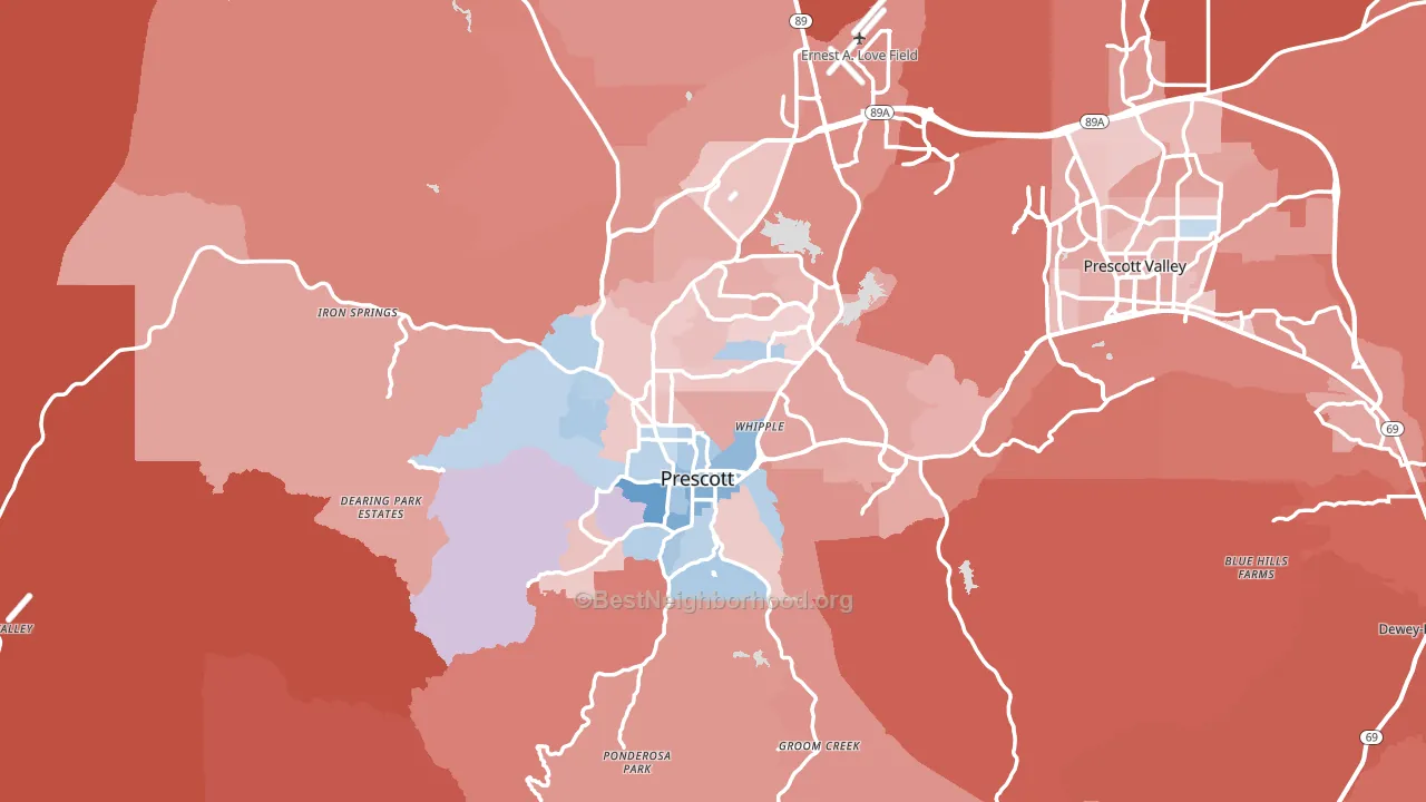 Prescott, AZ block-group political-lean map