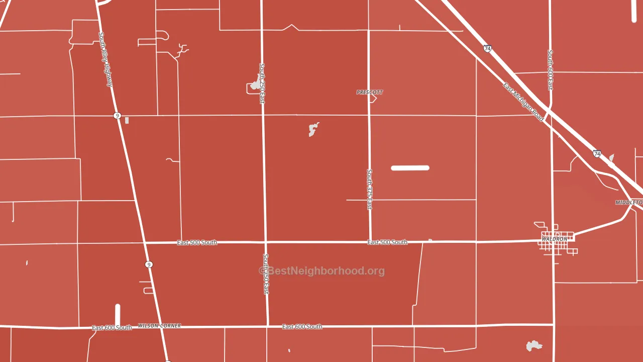 Prescott, IN block-group political-lean map