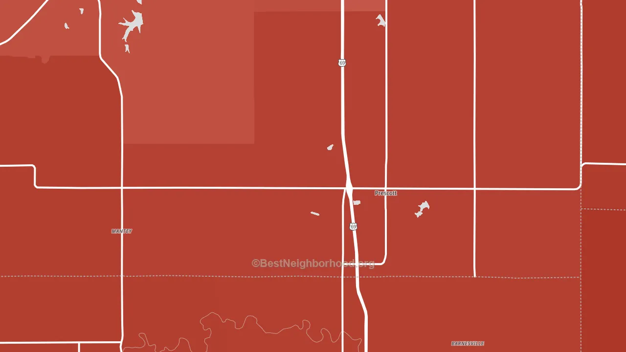 Prescott, KS block-group political-lean map