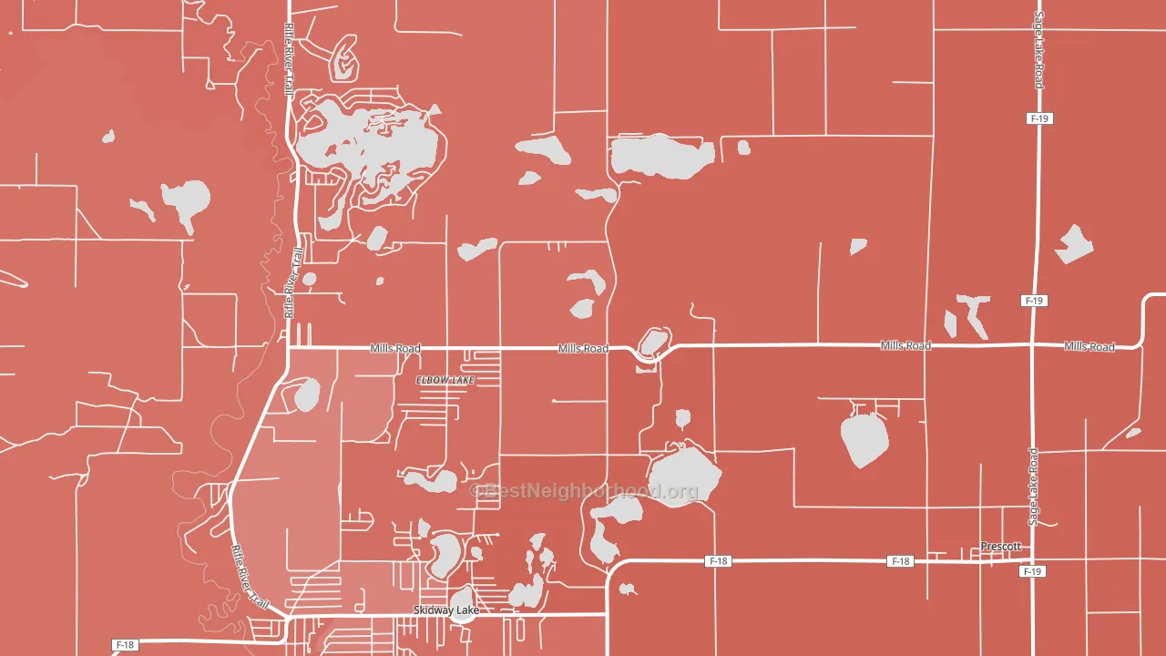 Prescott, MI block-group political-lean map