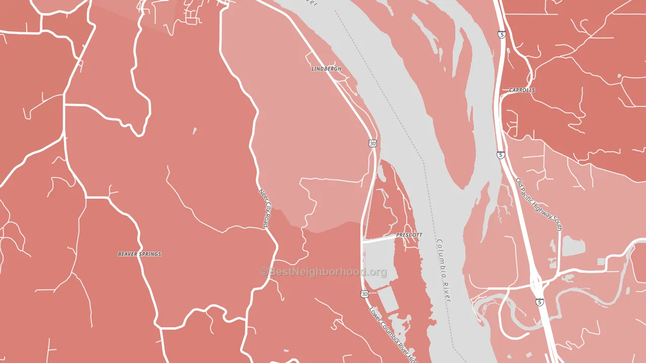 Prescott, OR block-group political-lean map