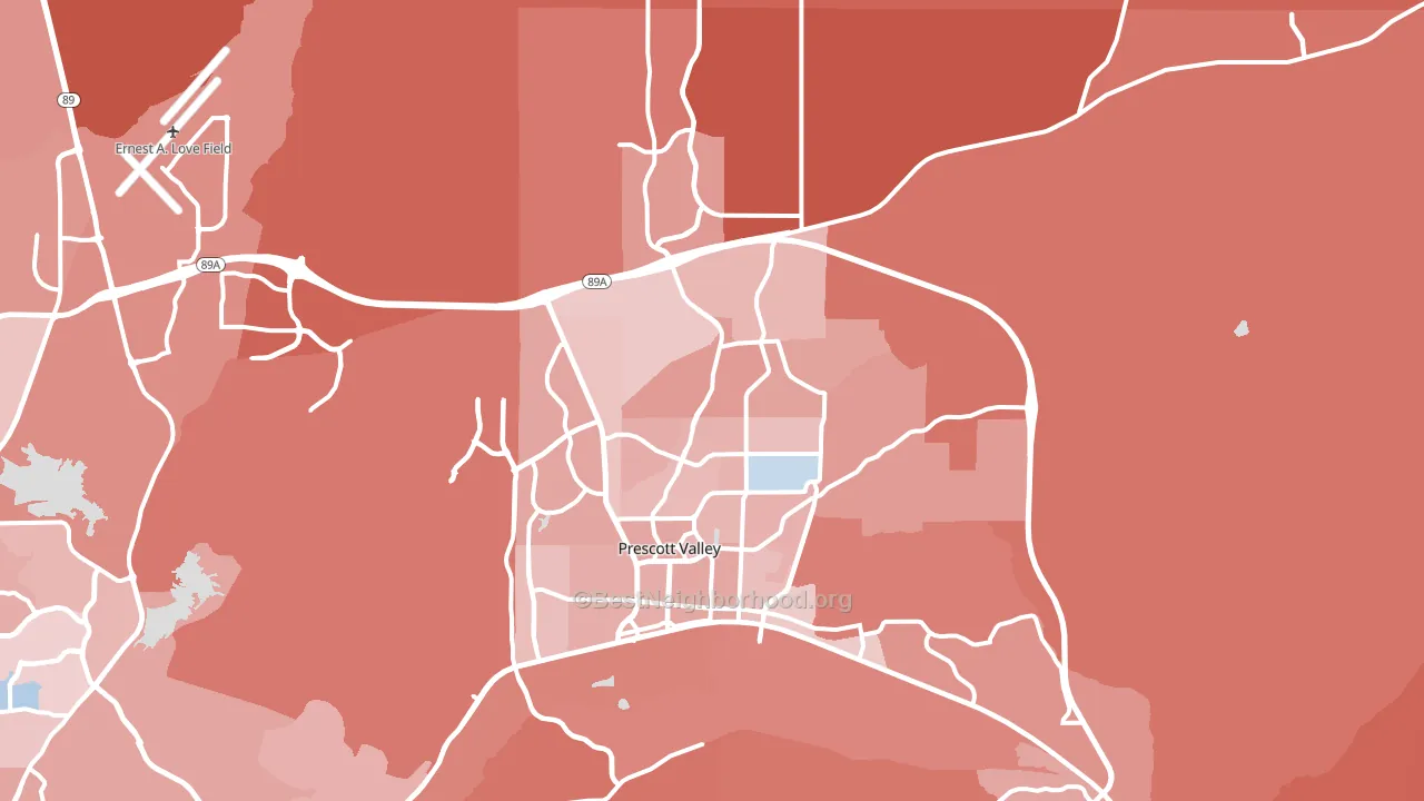 Prescott Valley, AZ block-group political-lean map
