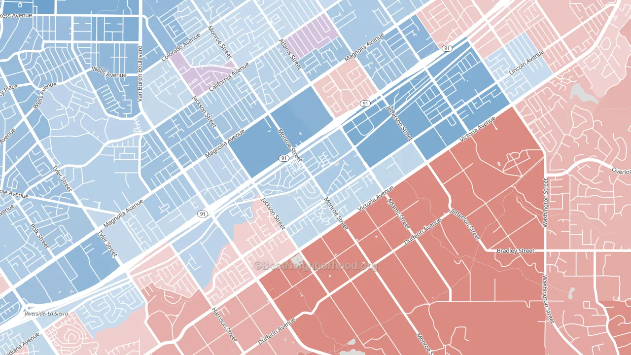 Presidential Park, Riverside, CA block-group political-lean map