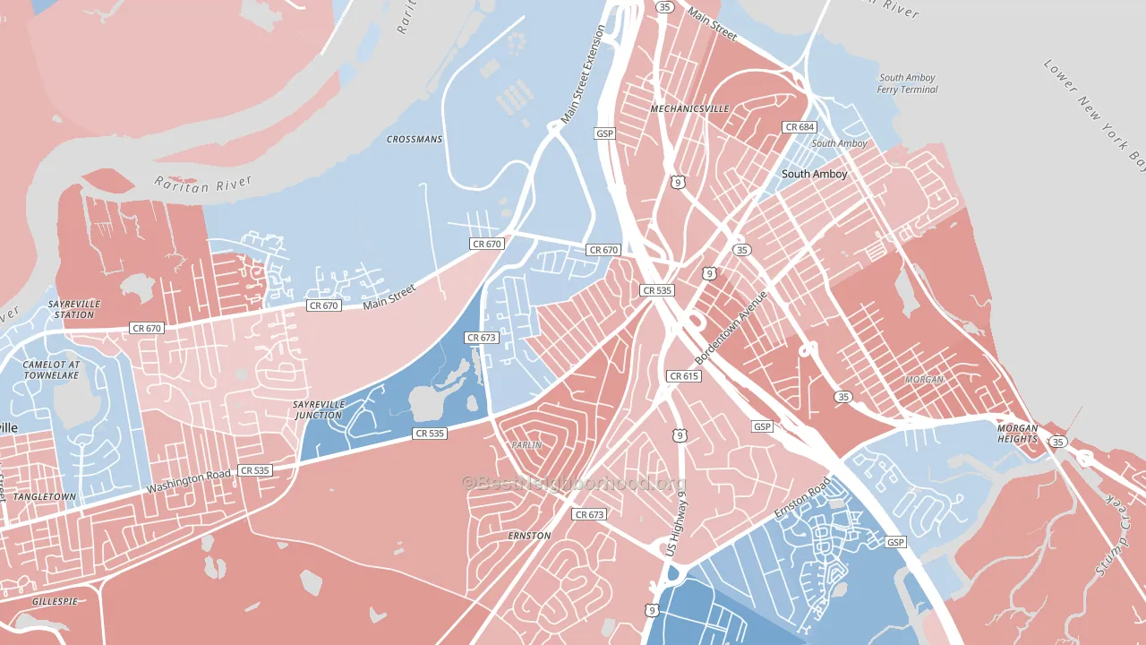 Presidents Park, Parlin, NJ block-group political-lean map
