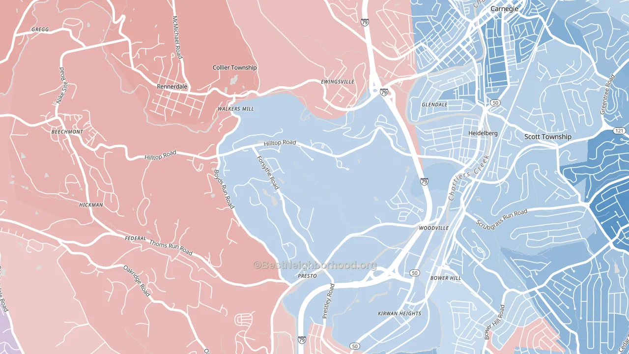 Presto, PA block-group political-lean map