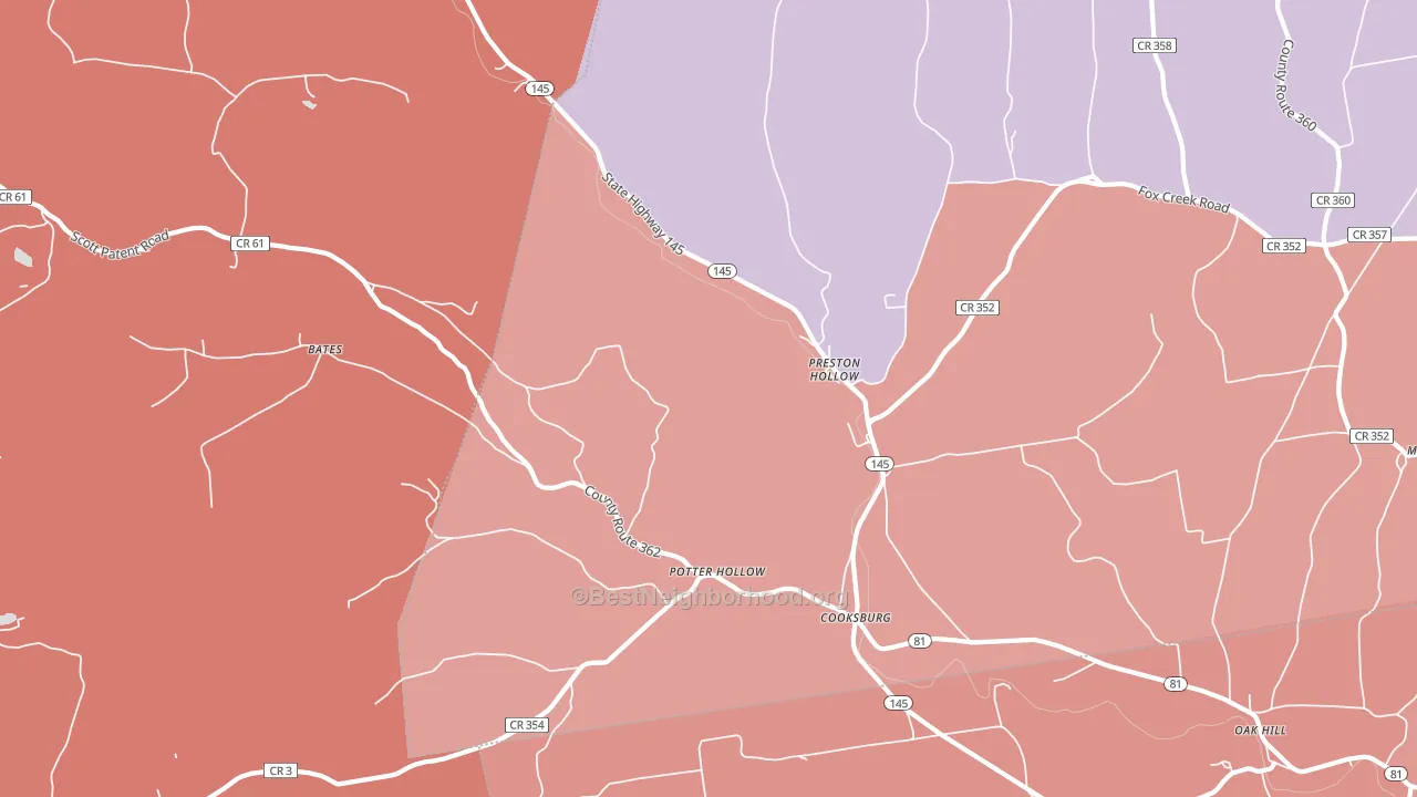 Preston Hollow, NY block-group political-lean map