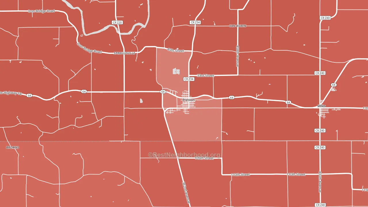 Preston, IA block-group political-lean map