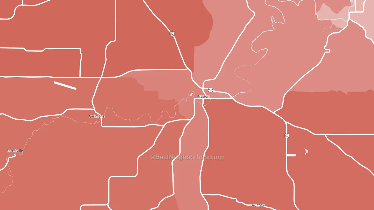 Preston, MN block-group political-lean map