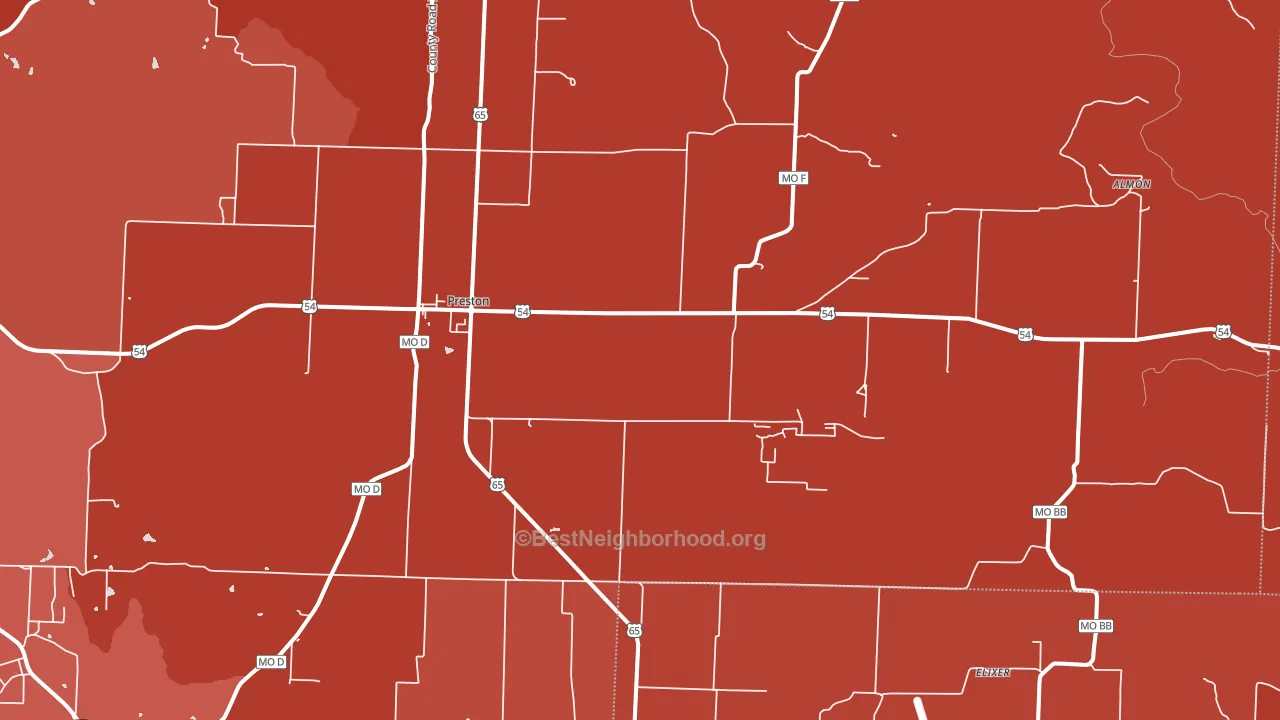 Preston, MO block-group political-lean map
