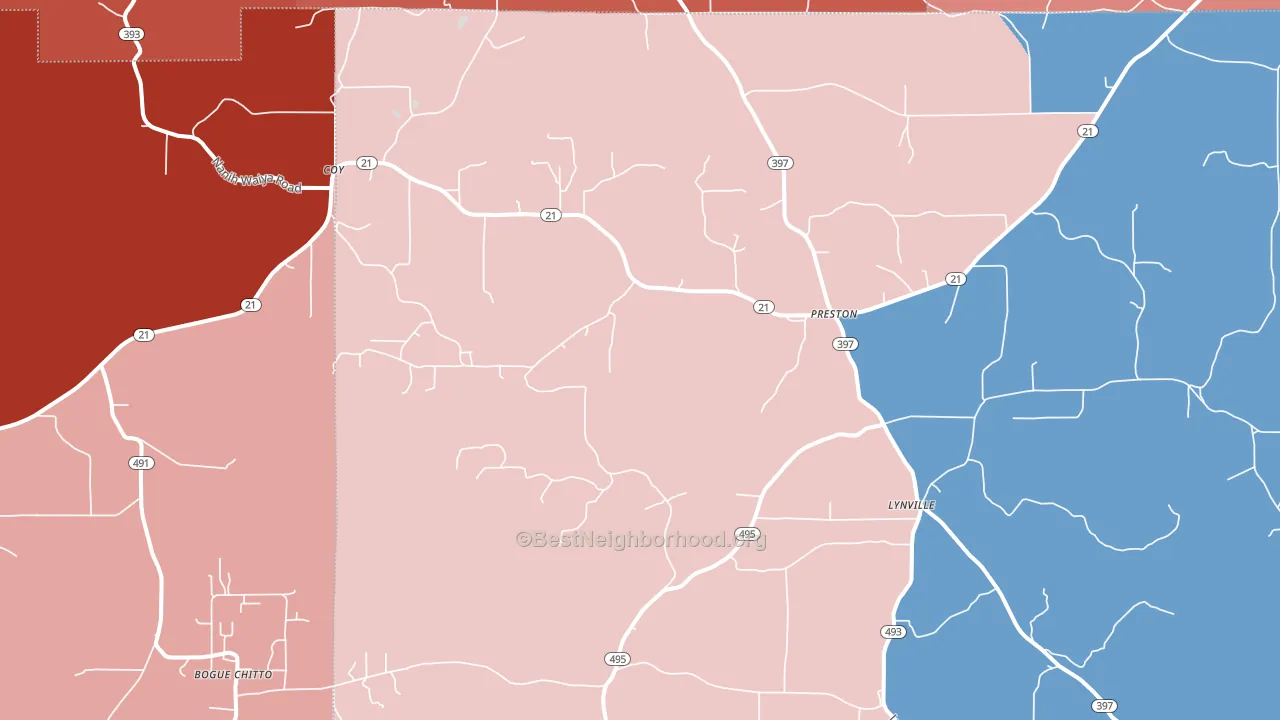 Preston, MS block-group political-lean map