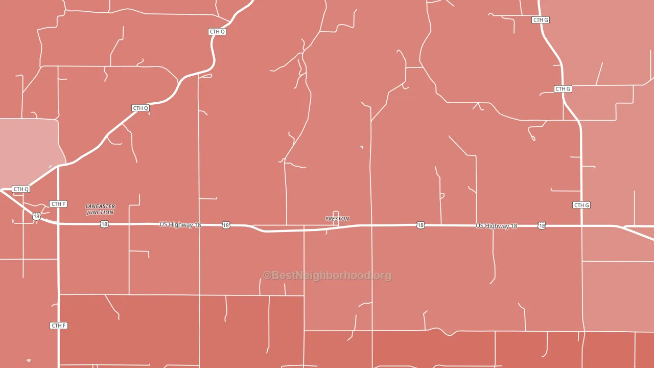 Preston, WI block-group political-lean map