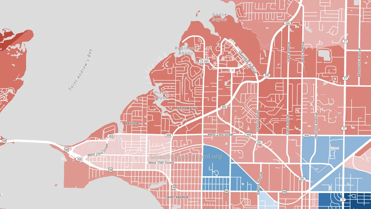 Pretty Bayou, FL block-group political-lean map