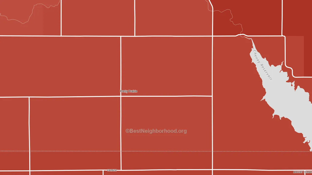 Pretty Prairie, KS block-group political-lean map