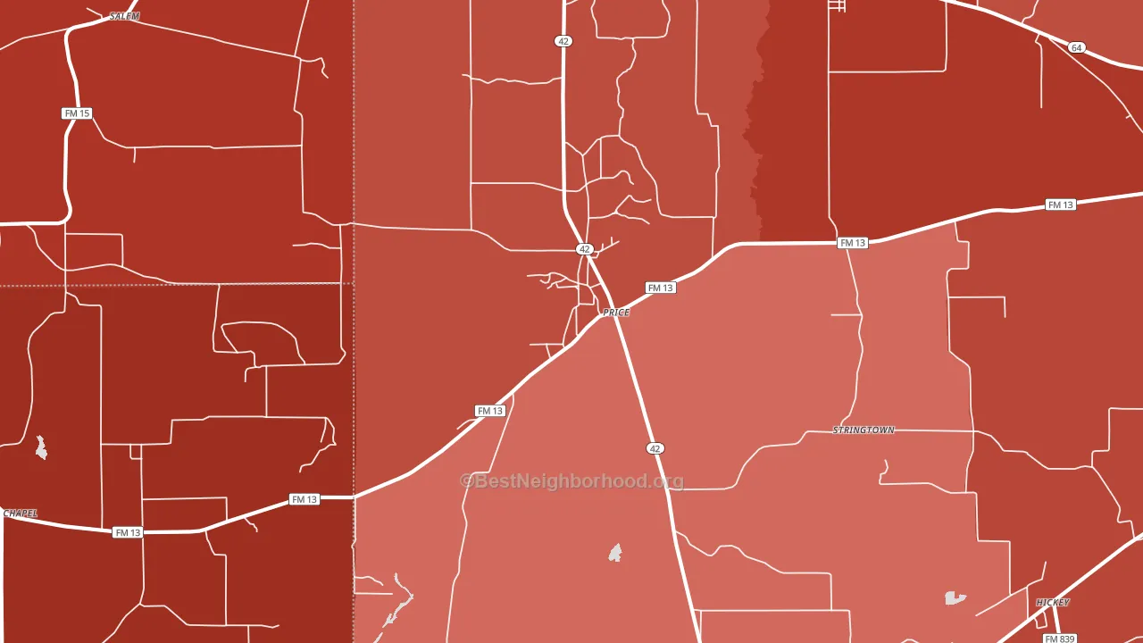 Price, TX block-group political-lean map