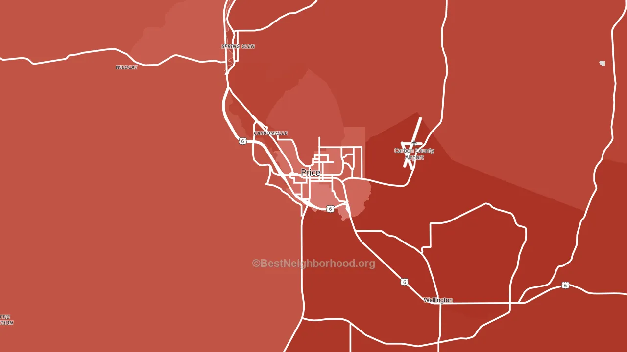 Price, UT block-group political-lean map