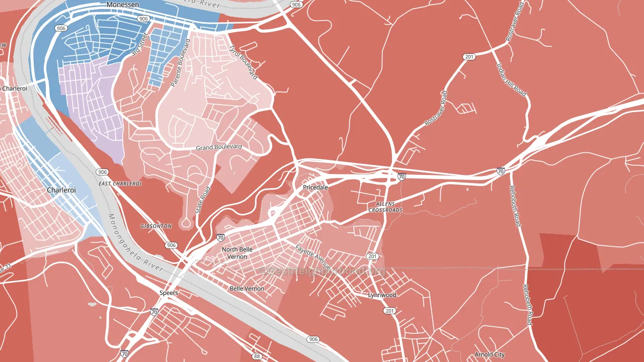 Pricedale, PA block-group political-lean map