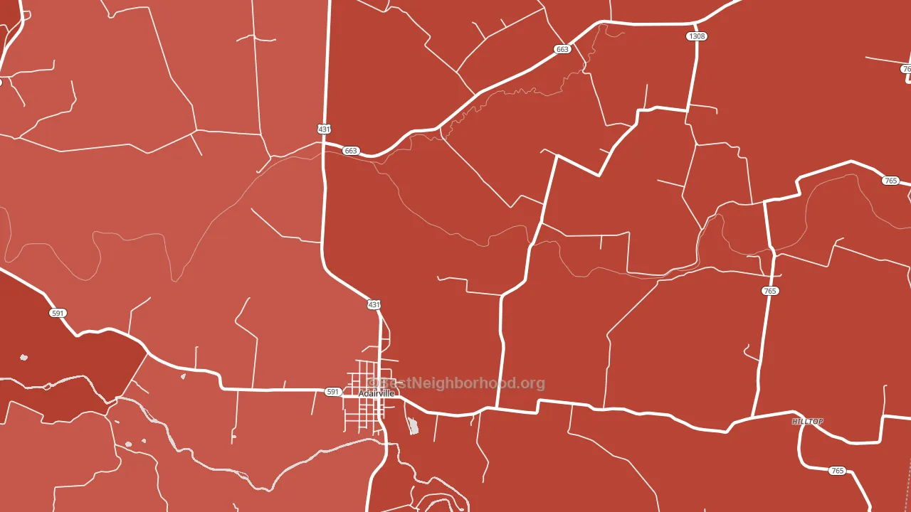 Prices Mill, KY block-group political-lean map