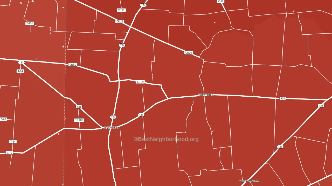 Pricetown, OH block-group political-lean map