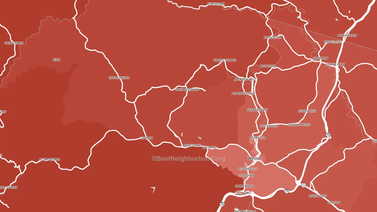 Pricetown, WV block-group political-lean map