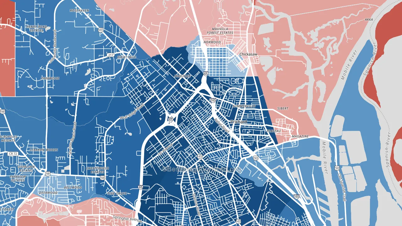 Prichard, AL block-group political-lean map