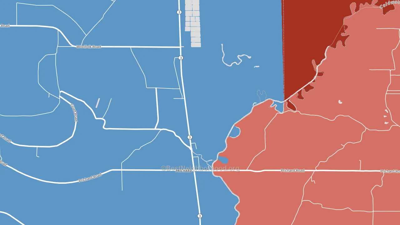 Prichard, MS block-group political-lean map