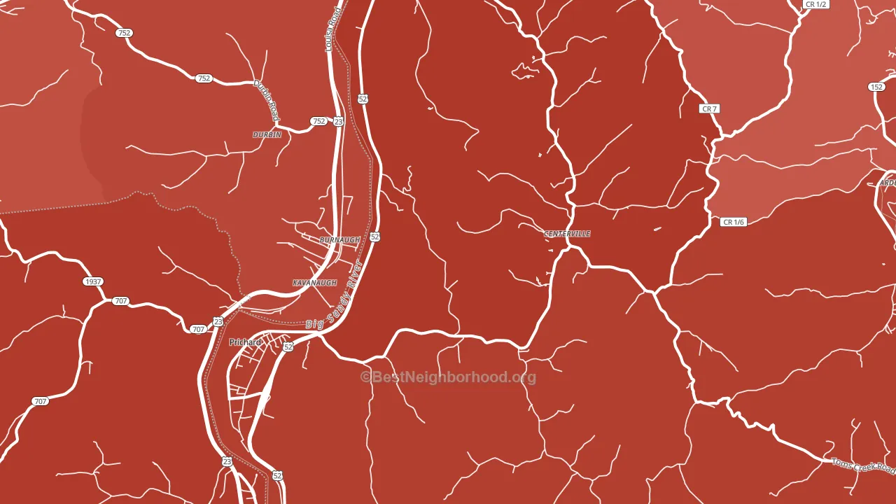 Prichard, WV block-group political-lean map