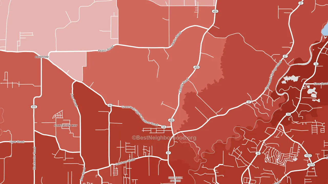 Pride, LA block-group political-lean map