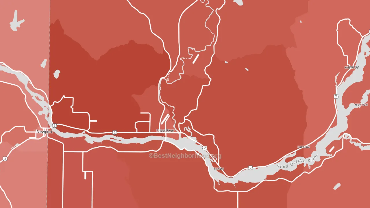 Priest River, ID block-group political-lean map