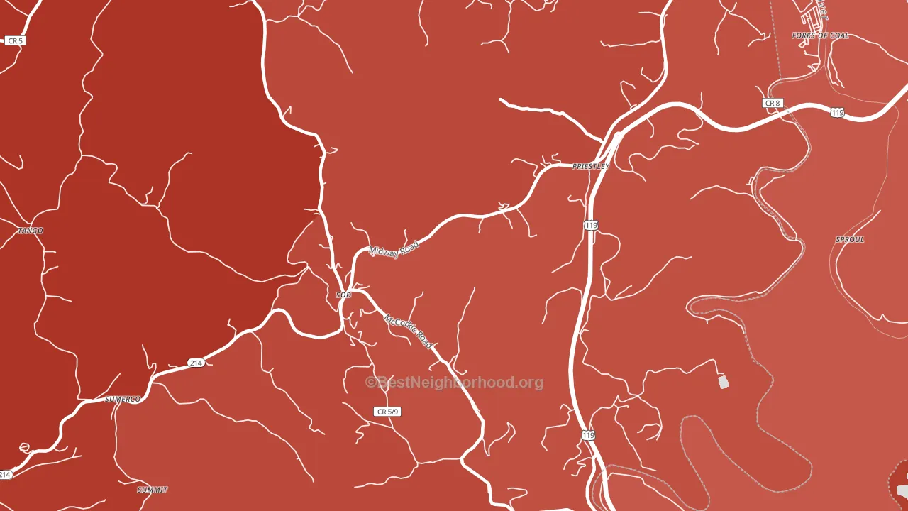 Priestley, WV block-group political-lean map