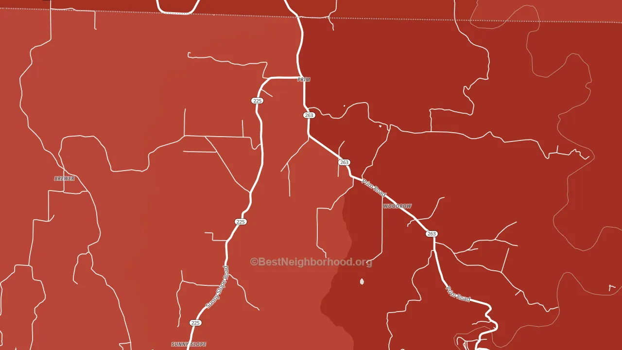 Prim, AR block-group political-lean map