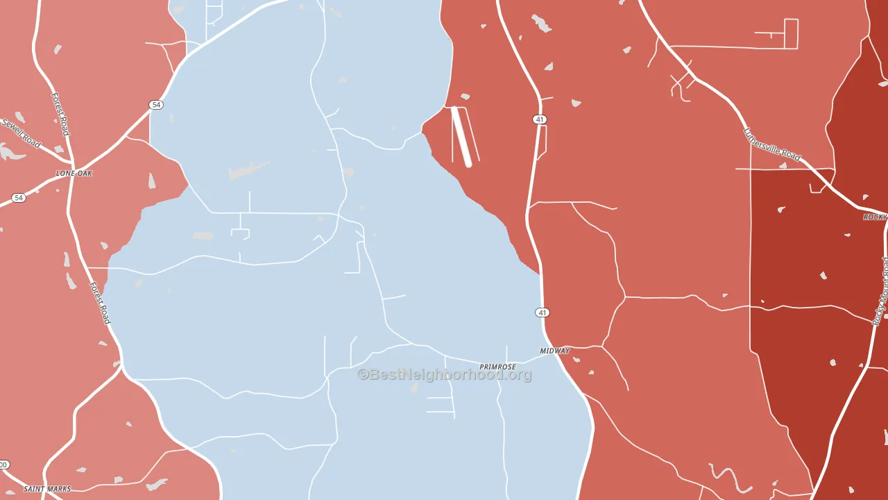 Primrose, GA block-group political-lean map