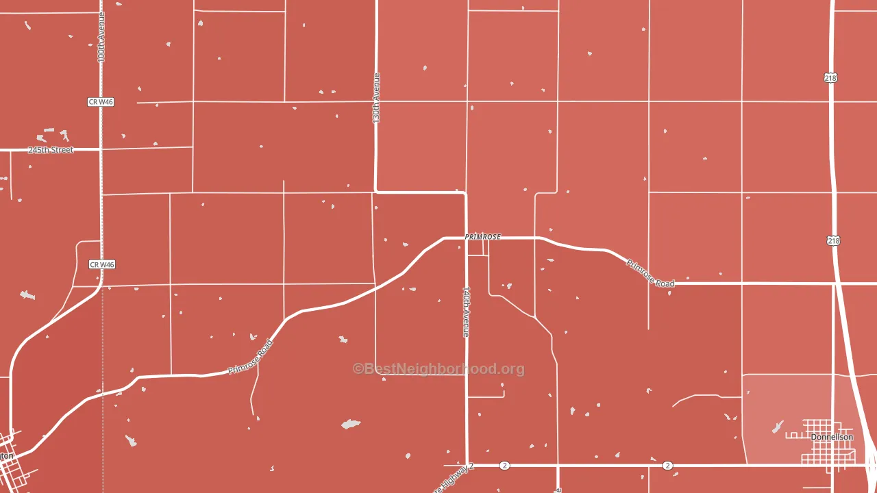 Primrose, IA block-group political-lean map