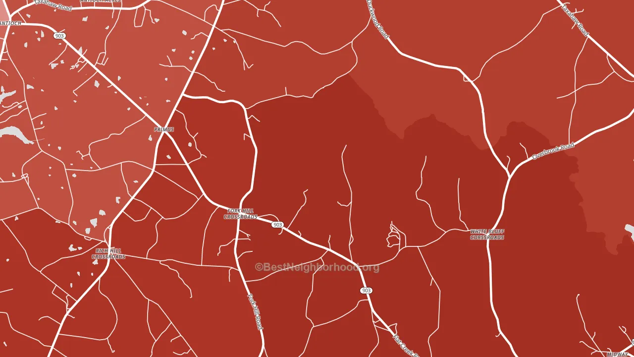 Primus, SC block-group political-lean map