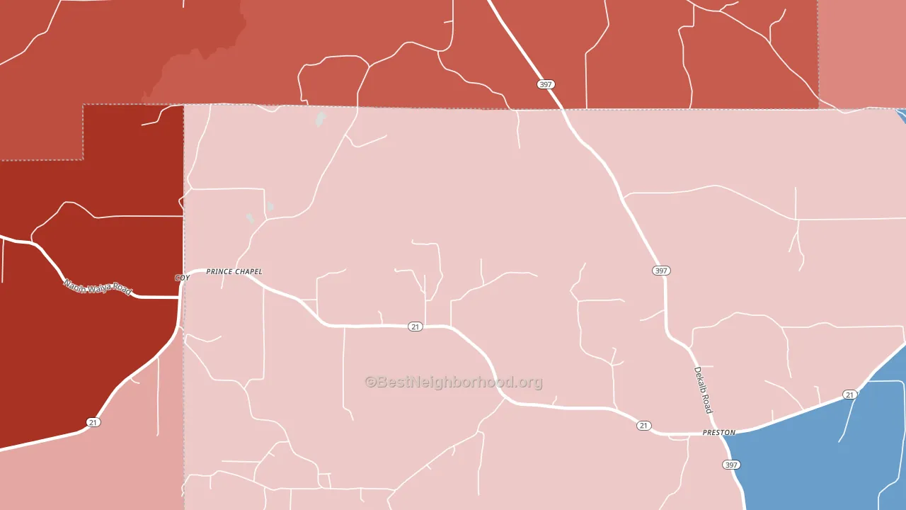 Prince Chapel, MS block-group political-lean map