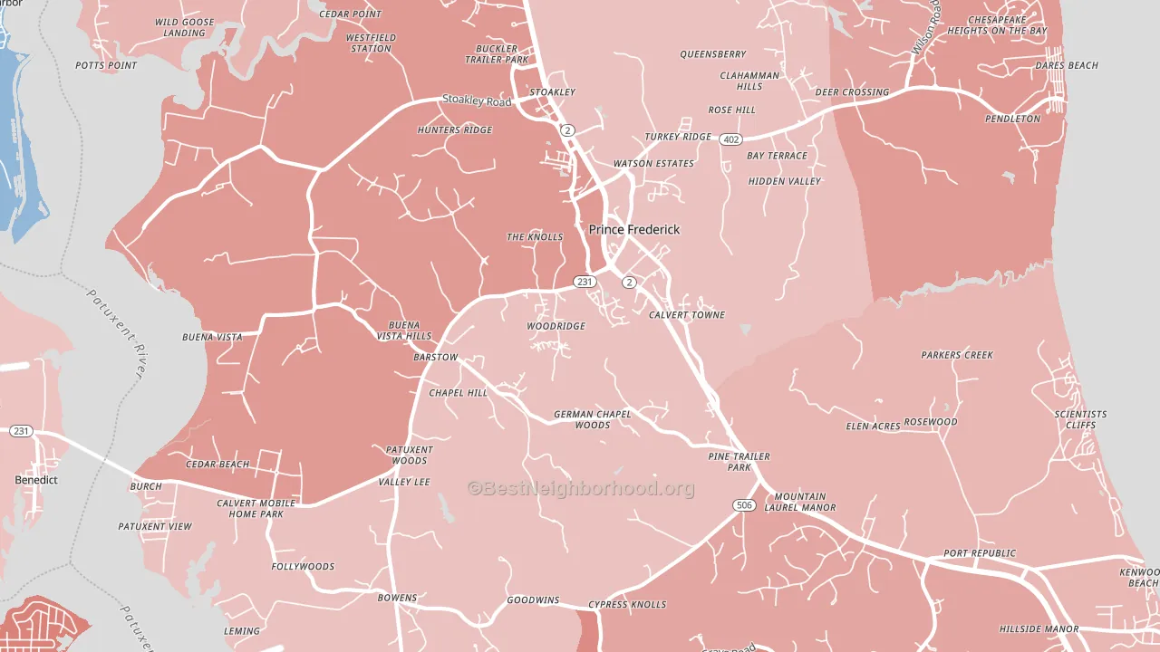 Prince Frederick, MD block-group political-lean map