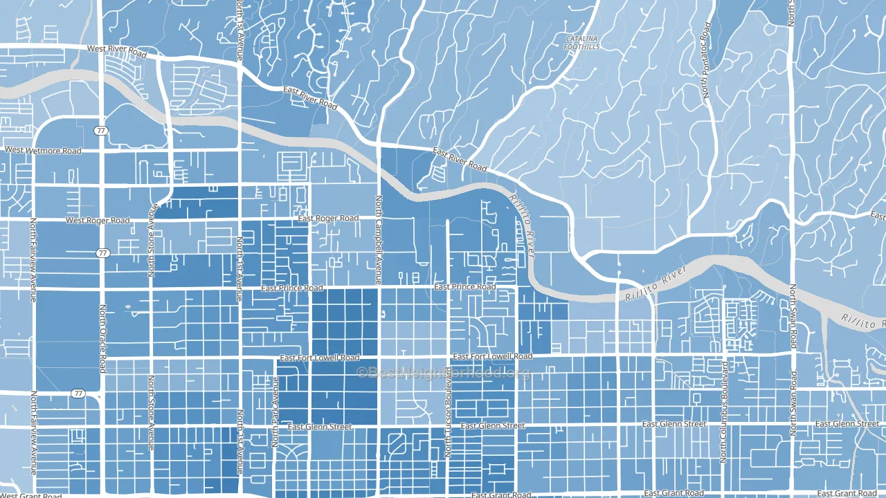 Prince Tucson, Tucson, AZ block-group political-lean map