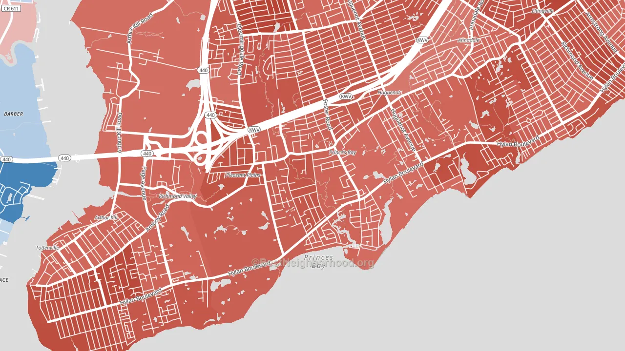 Prince's Bay, Staten Island, NY block-group political-lean map