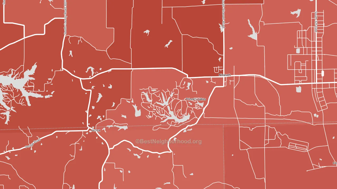 Princes Lakes, IN block-group political-lean map
