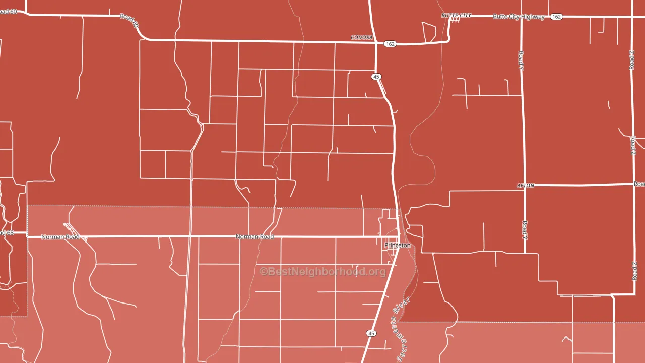 Princeton, CA block-group political-lean map