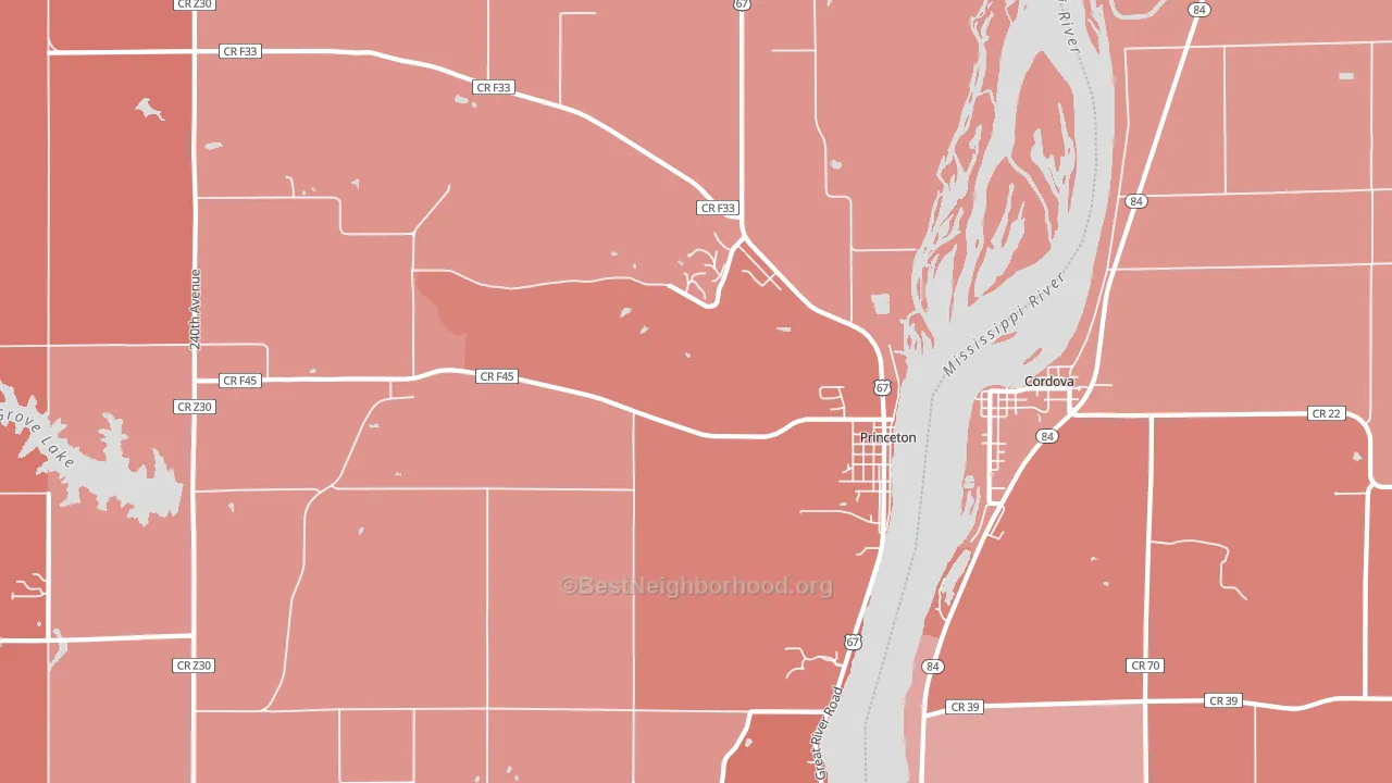 Princeton, IA block-group political-lean map